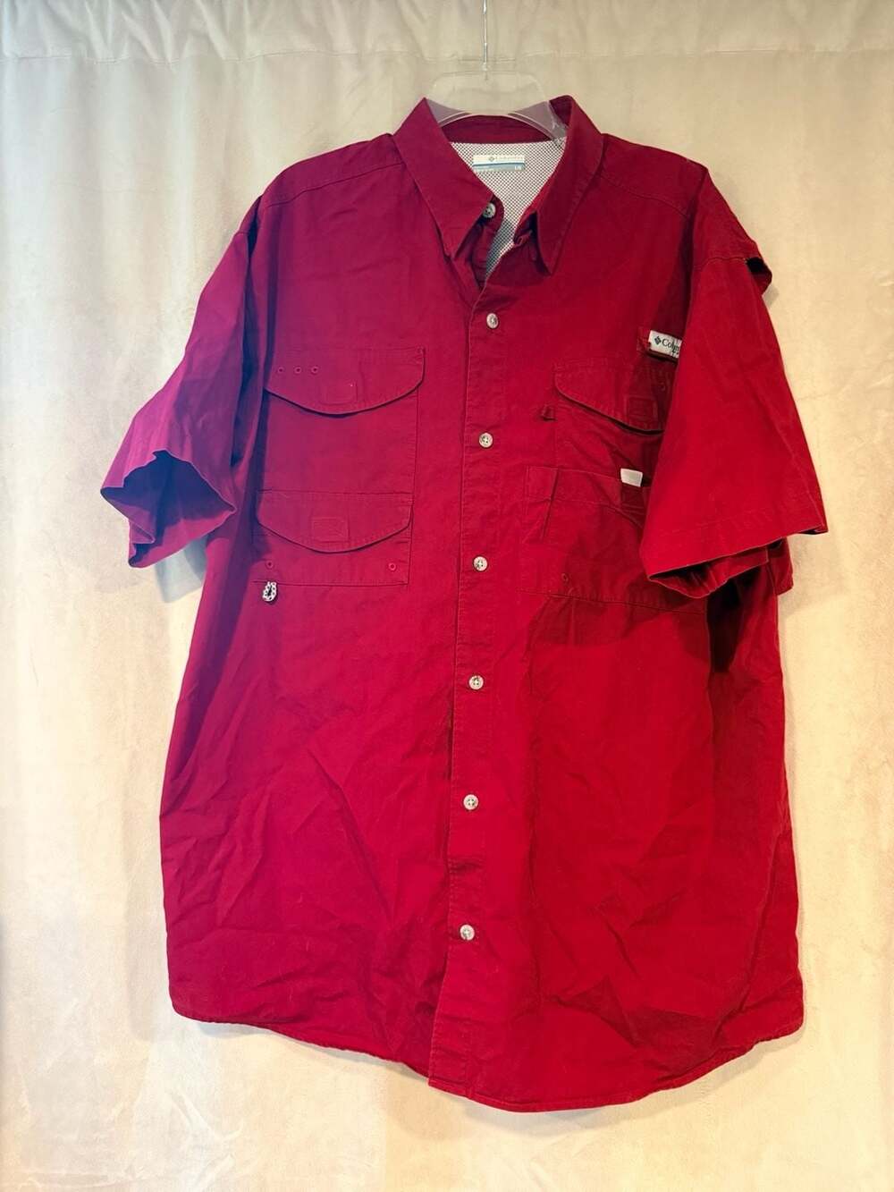 Columbia PFG Bonehead Men’s Short Sleeve Fishing Shirt Red Size Large